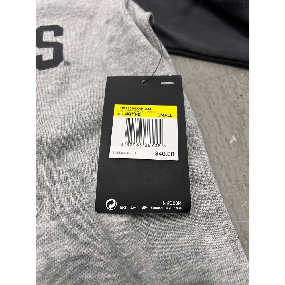 Nike Arkansas Razorbacks Top Men Small Gray Heather Long Sleeve Performance NCAA - Picture 6 of 9